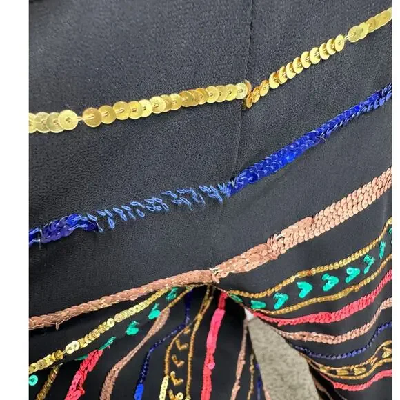 Mara Hoffman Sequin Striped Georgette Spaghetti Strap Jumpsuit black size XS - Picture 11 of 13